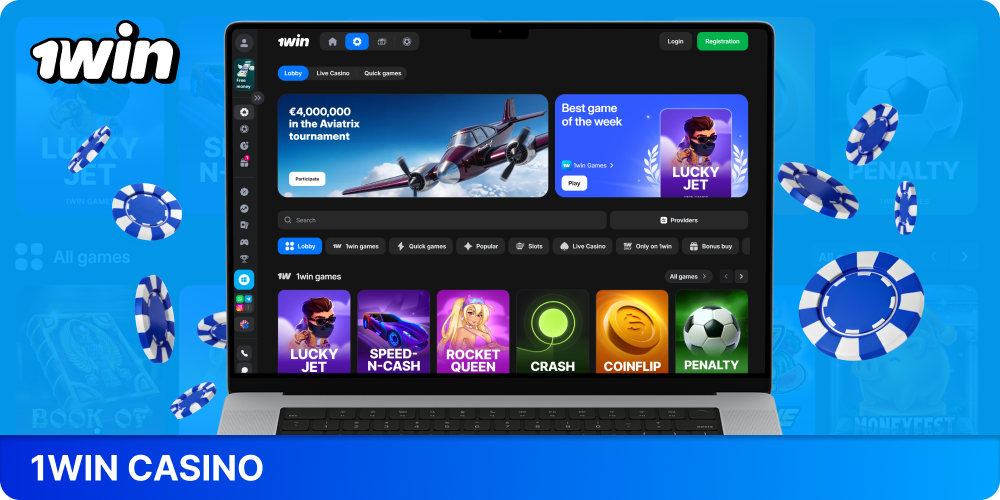 1win Casino offers thousands of games, including slots, live games, jackpots, and Aviator