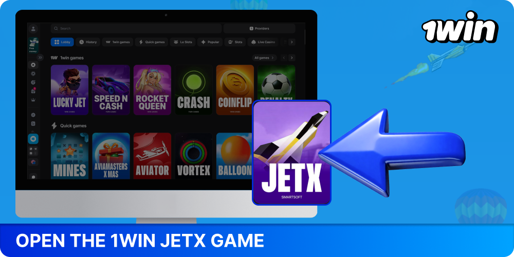 Open the 1win JetX game to start playing