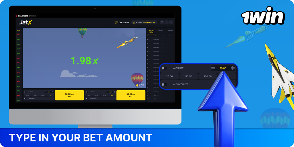 Enter your bet amount to start playing JetX