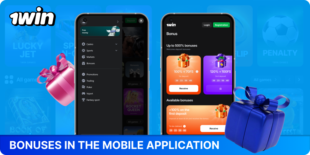 The 1win mobile app lets you redeem all bonuses and promo codes right from your smartphone