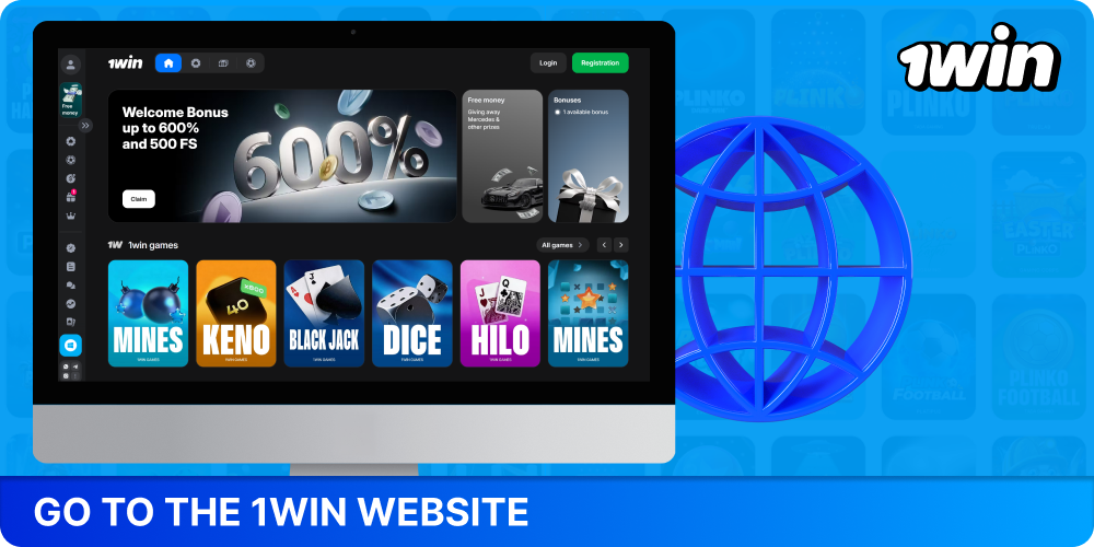 Go to the 1win website to start playing Plinko