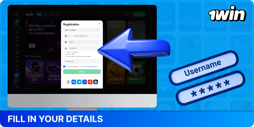 Fill in your details in the pop-up form to create an account and play Plinko
