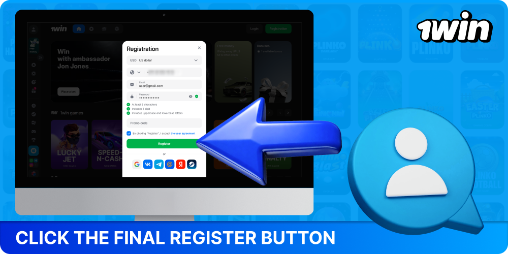 Complete your registration on 1win to play Plinko