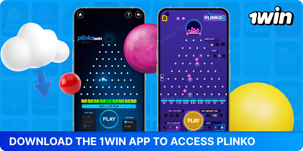 Download the 1win mobile app to play Plinko on your phone
