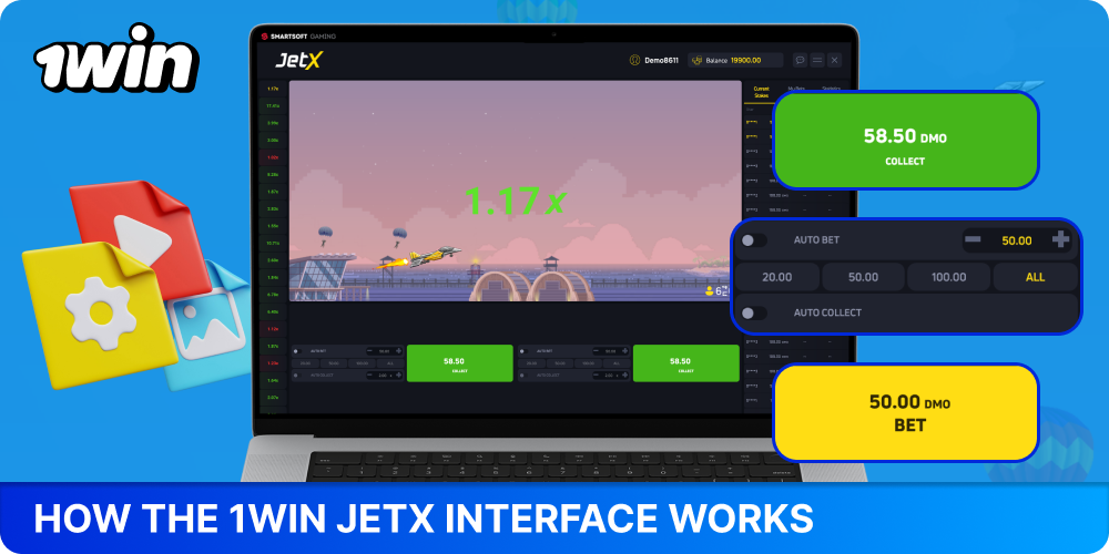 JetX on 1win features a simple interface with betting options, auto-cashout, statistics, and fast-paced rounds