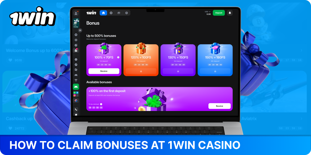1win bonuses are automatically displayed in your account and can be easily activated via the website or mobile app