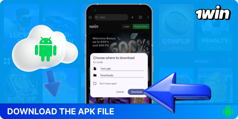 Download the 1win APK file to install the app