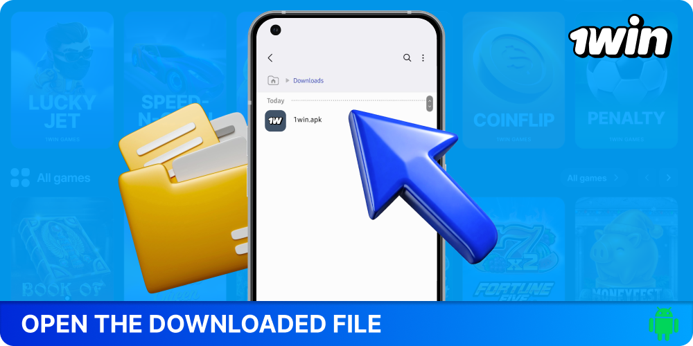 Open the downloaded 1win file to install the Android app