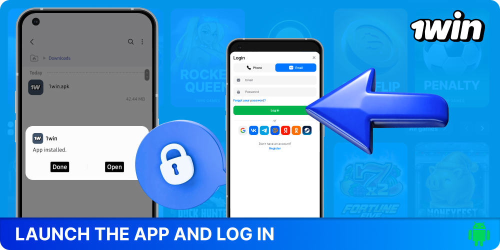 Launch the 1win Android app and log in to your account