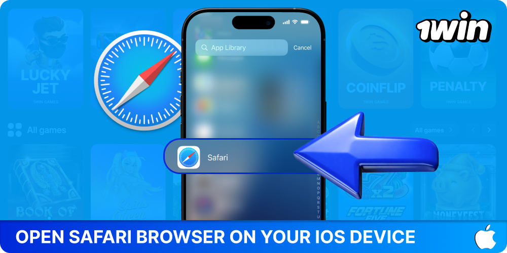 Open your browser to download the 1win app for iOS