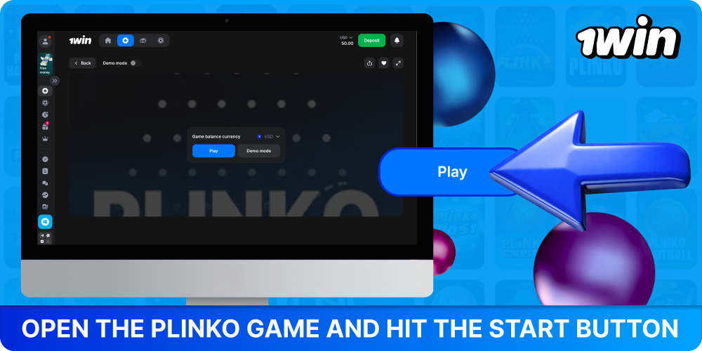 Open the Plinko 1win game to start playing
