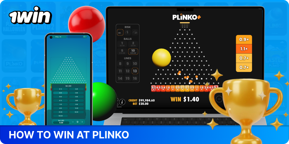In the Plinko game on 1win, players win by managing their bankroll, choosing their level of risk, and maintaining discipline