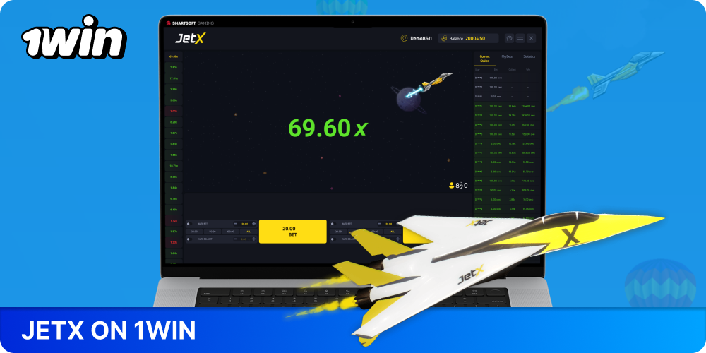 Play the popular JetX crash game at 1win Online Casino
