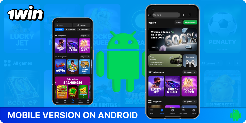 Android users can install the 1win APK for quick access to the casino and betting