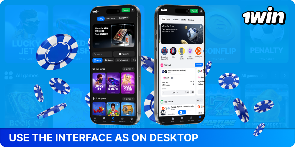 Use the mobile version of 1win just like the desktop version