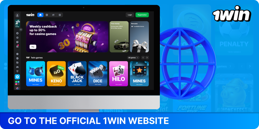 To create an account, go to the official 1win website